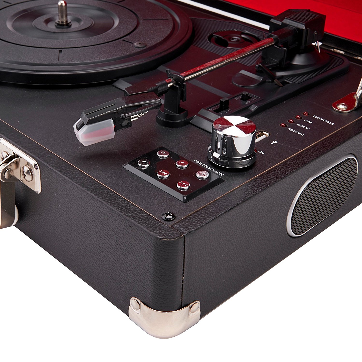 GPO Attache Briefcase Style 3Speed Portable Vinyl Turntable with Built