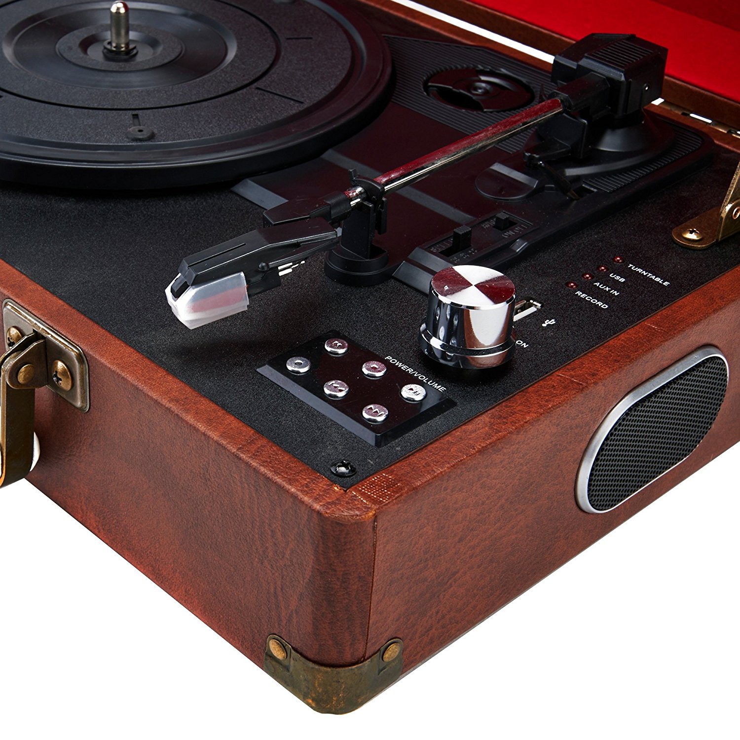 GPO Attache Briefcase Style 3Speed Portable Vinyl Turntable with Built