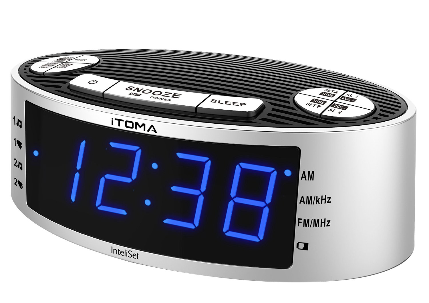 ITOMA Alarm Clock Radio with Digital AM FM, Dual Alarm with Snooze and