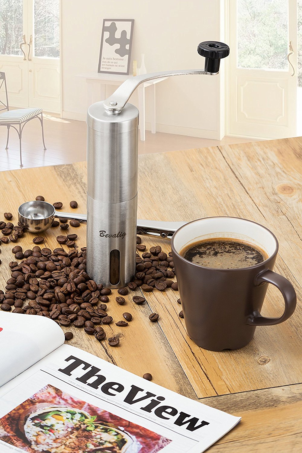 Manual Coffee Grinder with Travel Pouch, Spoon and Cleaning Brush
