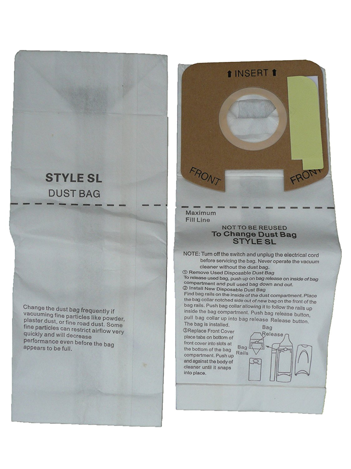 6 Eureka Sanitaire Type SL Vacuum Bag, Commercial Mini Upright Vacuum