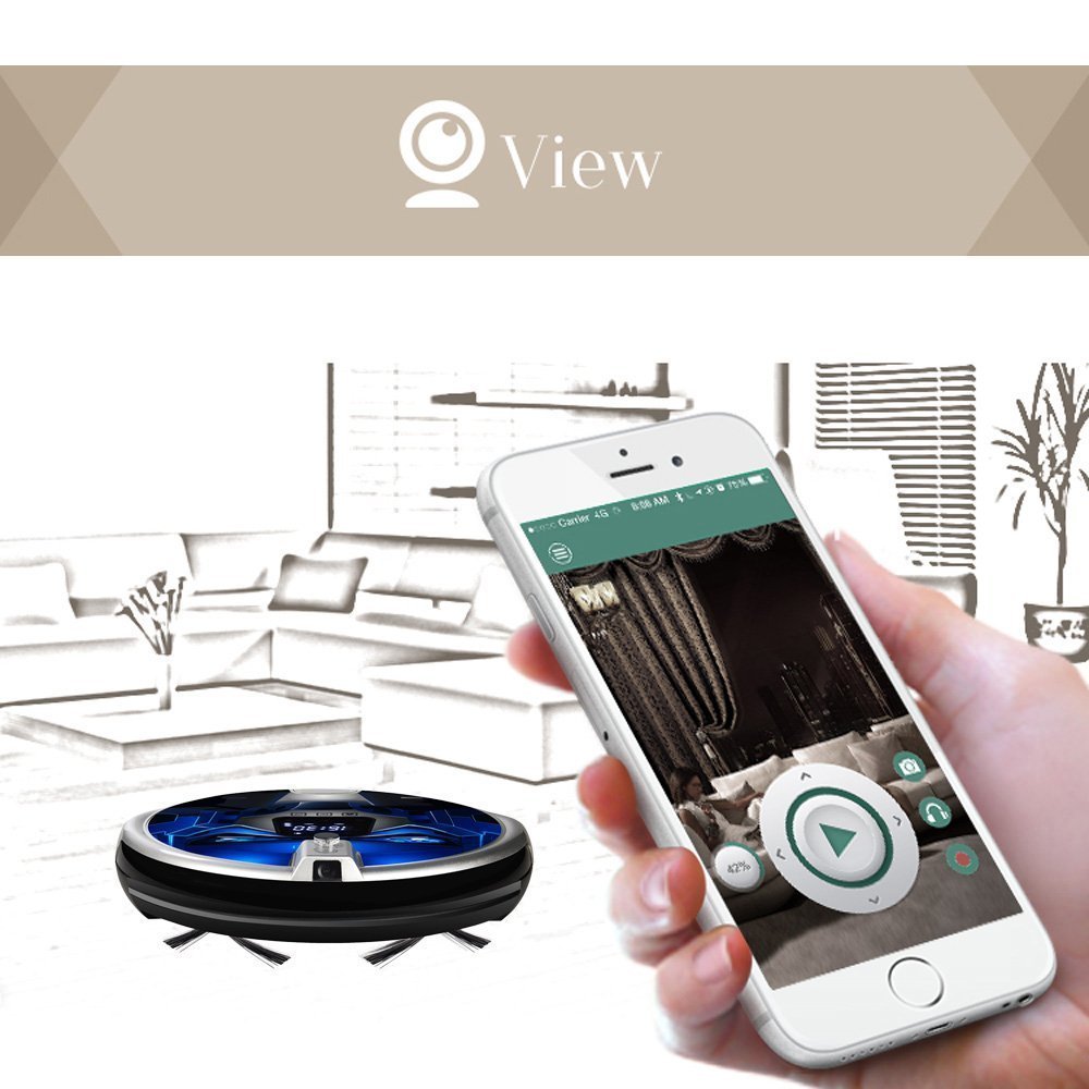 Suction Robot Vacuum Cleaner with 1080P HD Detective Surveillance Camera and Unique Wifi Remote