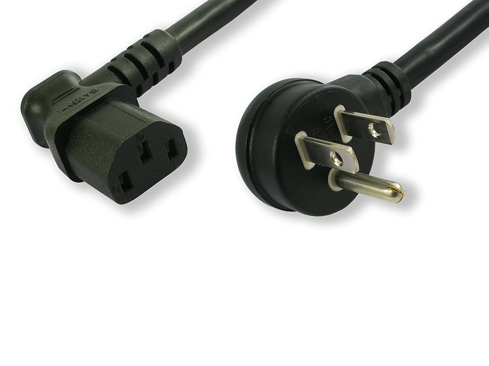 Lynn Electronics C13L515PR15A3F Power Cord IEC 60320 C13 Left Angle to NEMA 5 SJT Jacket, 15