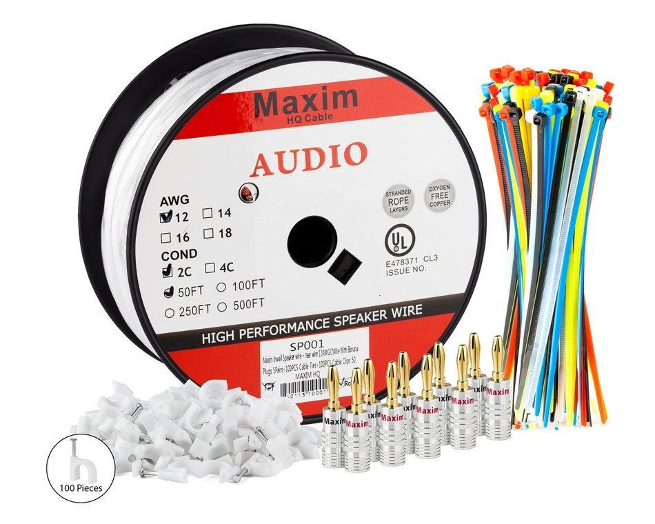 In Wall Speaker Wire 100 Feet 12AWG CL3 Rated 2Conductor Wire