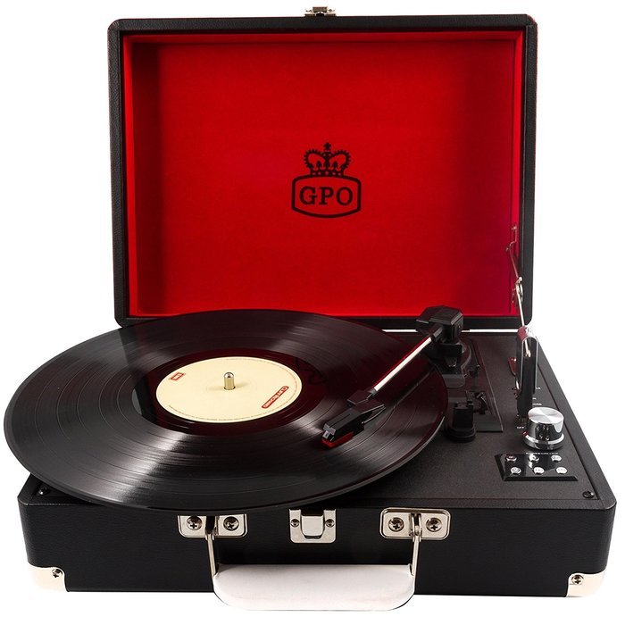 GPO Attache Briefcase Style 3Speed Portable Vinyl Turntable with Built