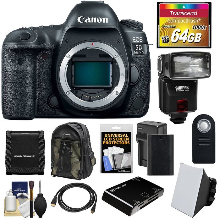 Canon EOS 5D Mark IV 4K WiFi Digital SLR Camera Body with 64GB CF Card
