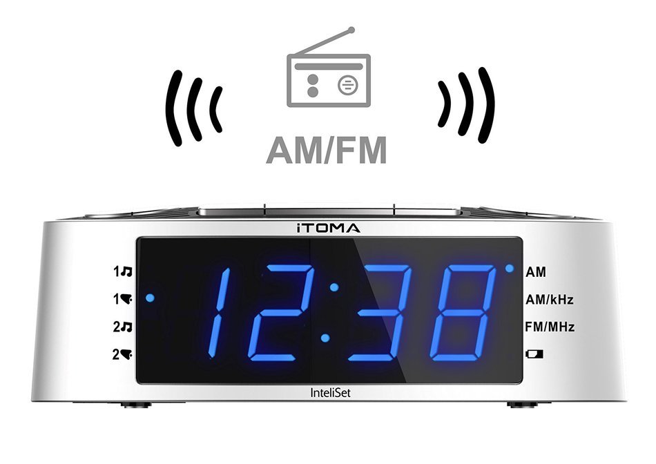 ITOMA Alarm Clock Radio with Digital AM FM, Dual Alarm with Snooze and