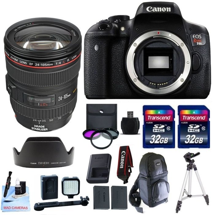 Canon EOS T6i DSLR Camera Kit + Canon EF 24105mm L (Glass Element