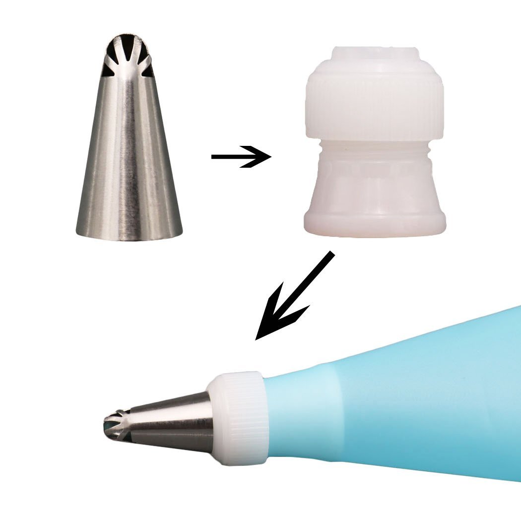 7Piece Russian Piping Tips with One Coupler and One Silicone Pastry