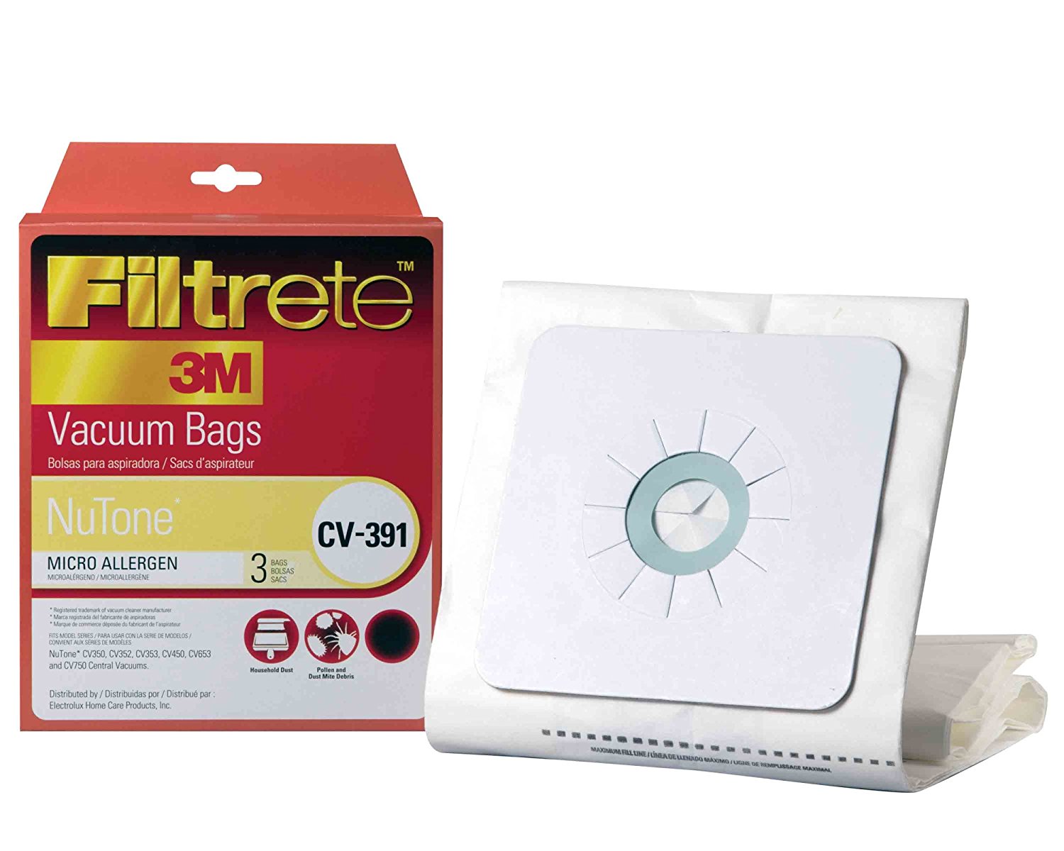 Filtrete Nutone CV391 MicroAllergen Bags, 3 Bags Per Pack free image