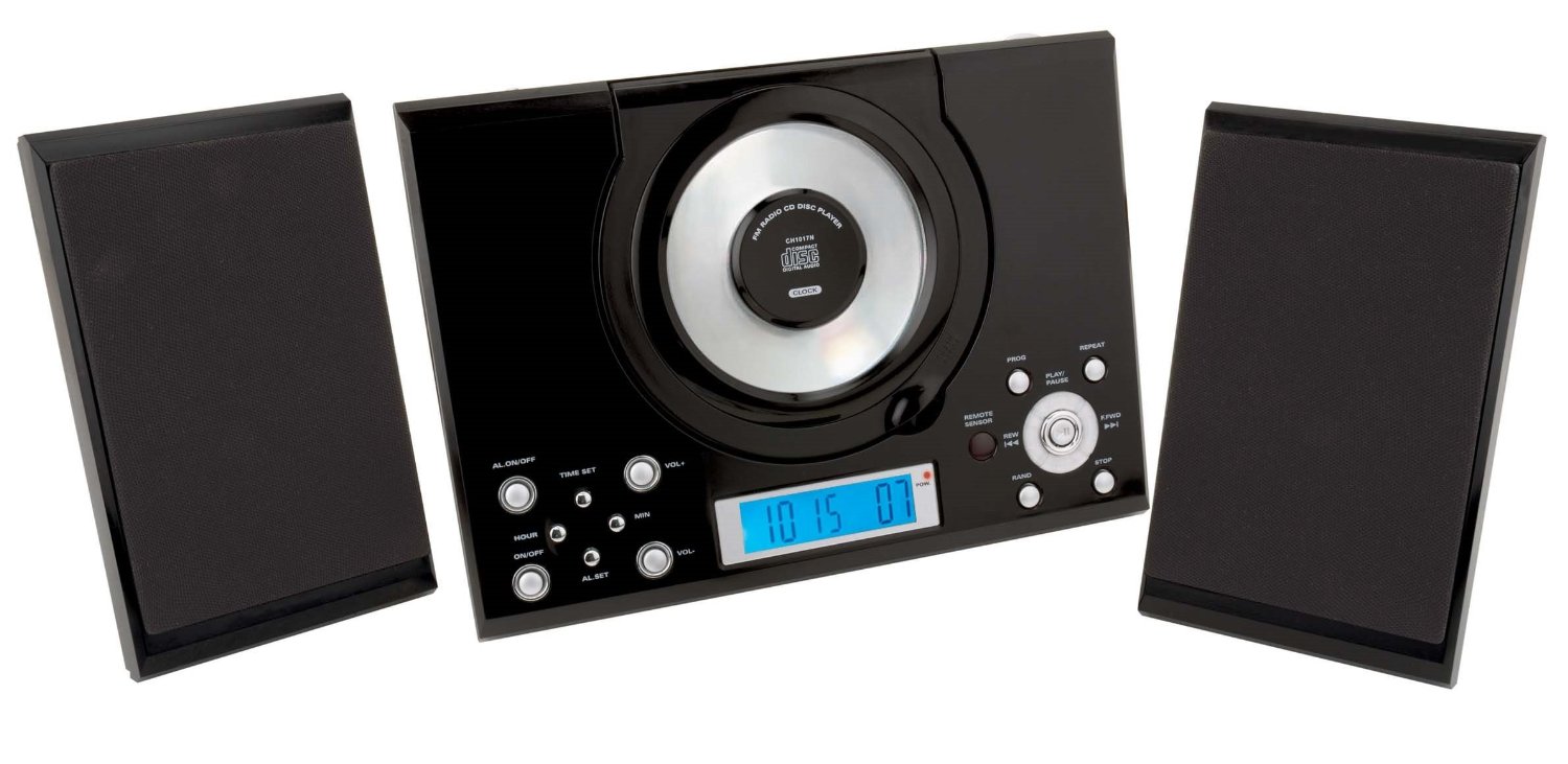 Sylvania SRCD114 Vertical CD Micro System Alarm Clock with Digital AM