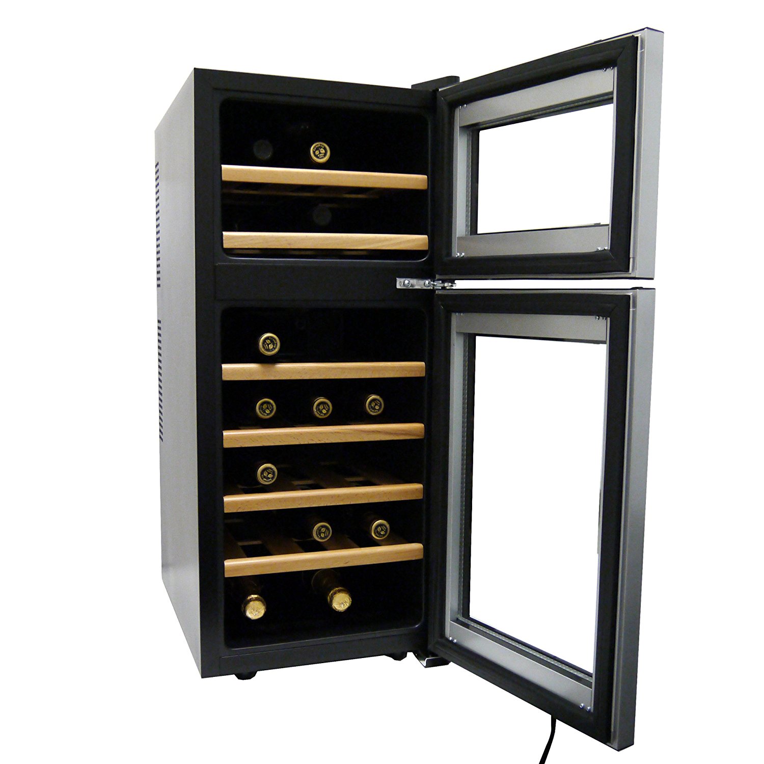 HOMEIMAGE DUALZONE Thermo Electric Wine Cooler with Wooden Rack for 21