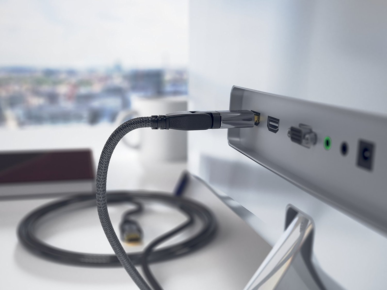 Pwr+ 100 Ft Max Length 4K HDMI Cable 2.0 with 90 Degree Adapter for PS3