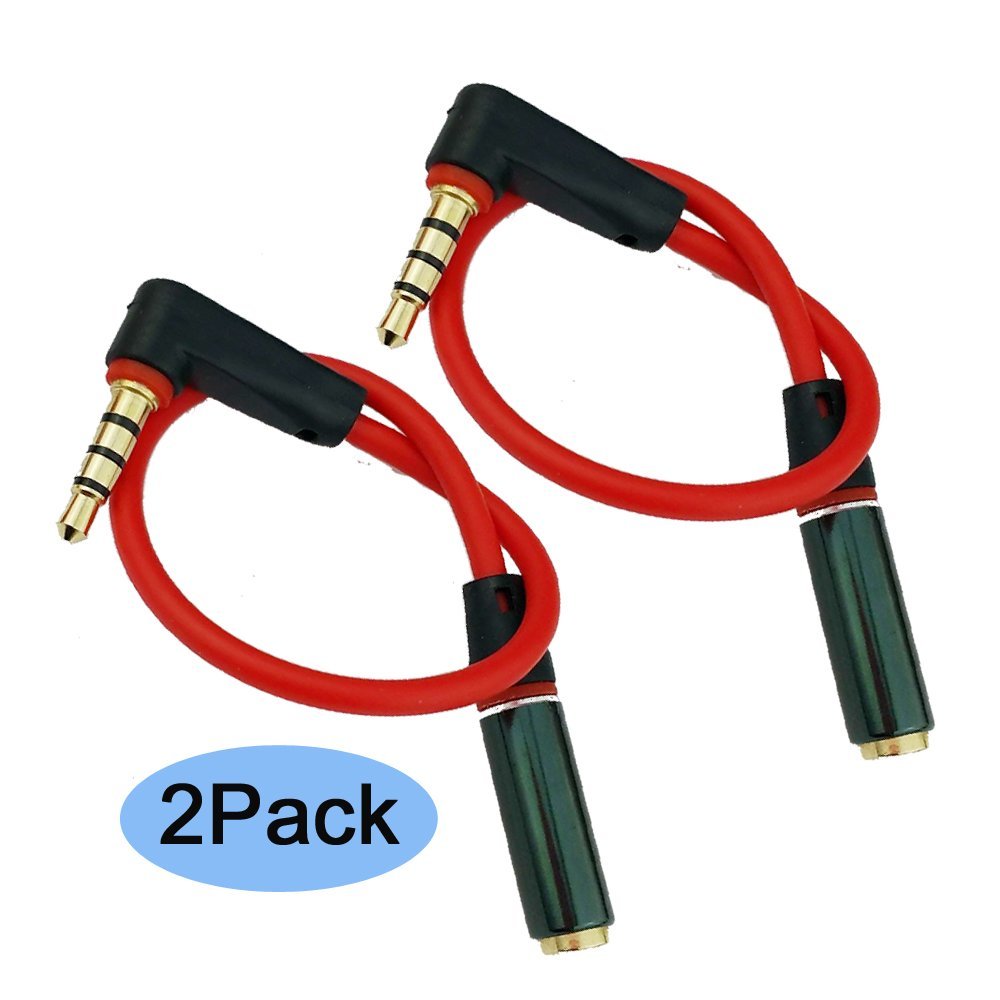 Seadream 2Pack 6 inch 4Pole 3.5mm Male Right Angle to 3.5mm Female