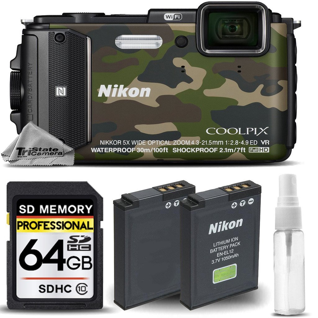 Nikon COOLPIX AW130 16MP Waterproof Digital Camera BuiltIn WiFi, NFC