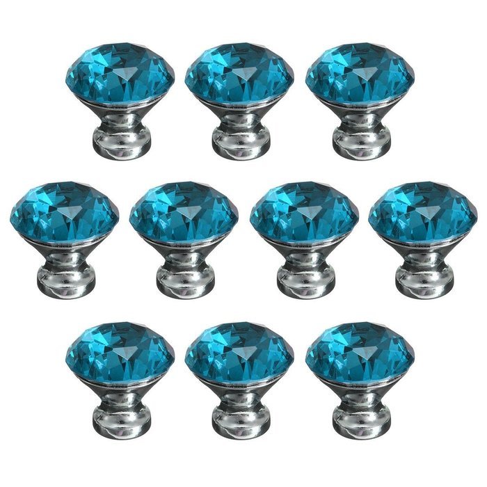 KINGSO 10pcs Crystal Glass Cupboard Wardrobe Knob Door Drawer