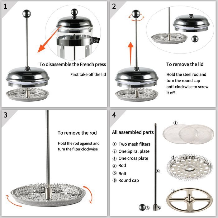 French Press, Coolife Coffee Maker Tea Espresso Maker 8 Cup (1 liter 32
