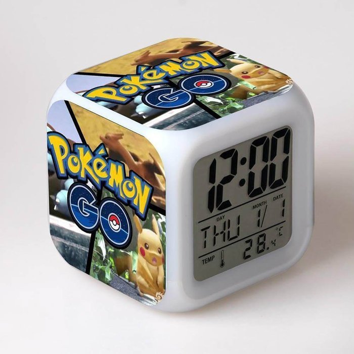 Anime Pokemon Go Pikachu LED Clock andPower supply AC Wall Charger