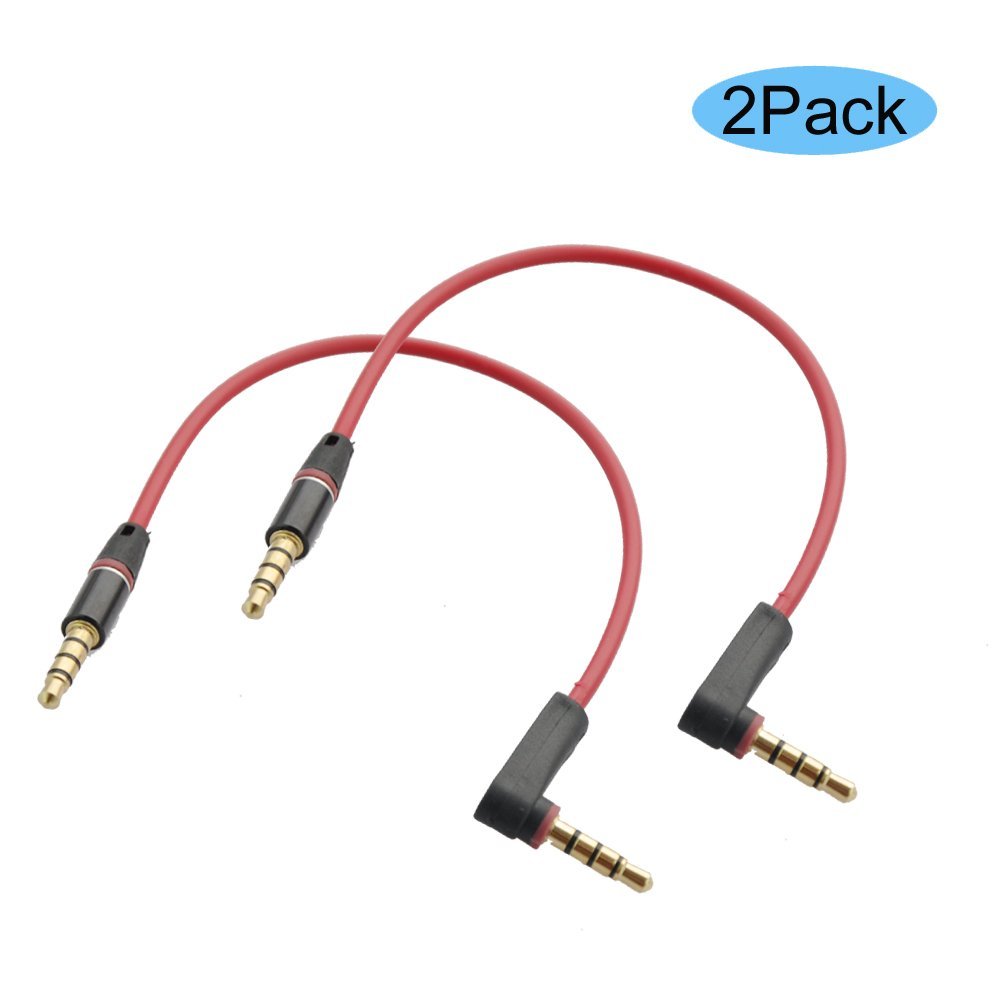 Seadream 2Pack 6 inch 4Pole 3.5mm Male Right Angle to 3.5mm Female