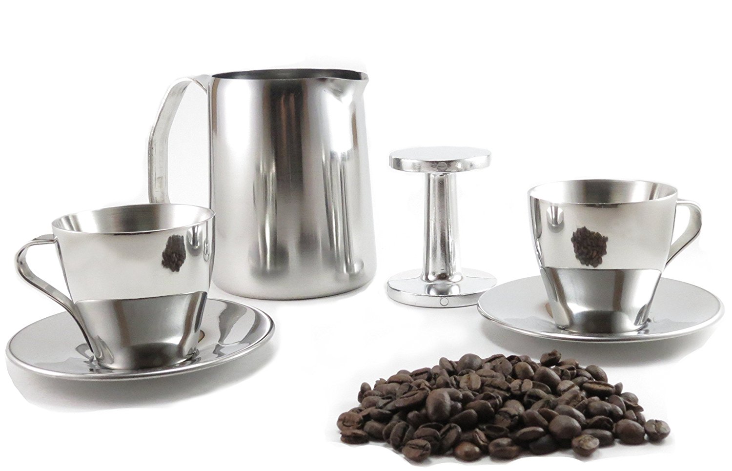 Espresso Stainless Steel Cups, Milk Frothing cup and Tamper Kit free