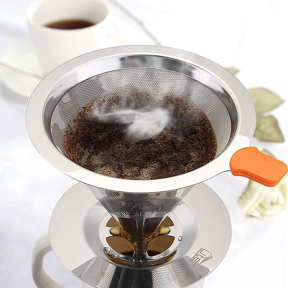 Uten Reusable Stainless Steel Pour Over Coffee Brewer Dripper Filter