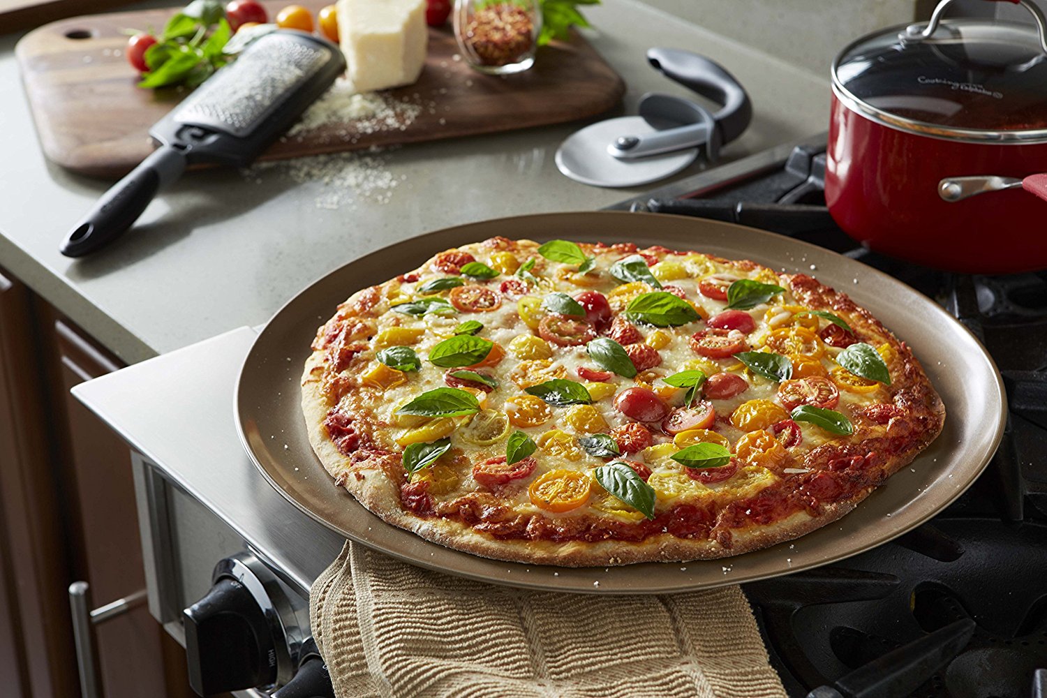 Calphalon Nonstick Bakeware Pizza Pan, 16", Toffee free image download