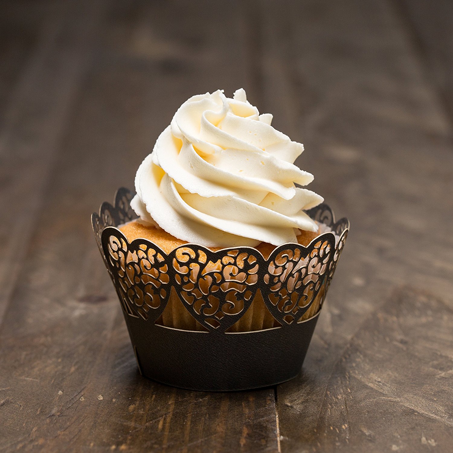 Bride Cupcake Wrappers x 100pcs in shimmering ivory white. 22 different