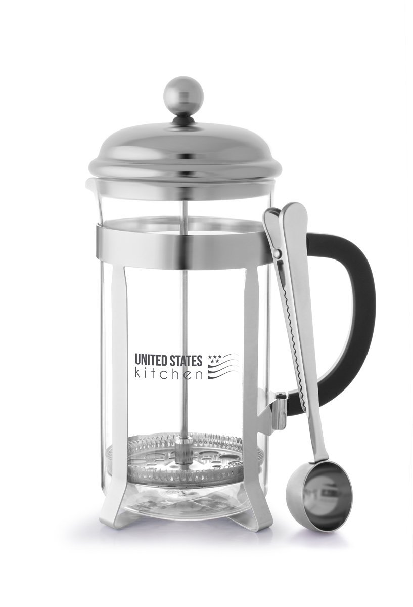 French Press Coffee Maker Chrome Plated with Triple Stainless Steel