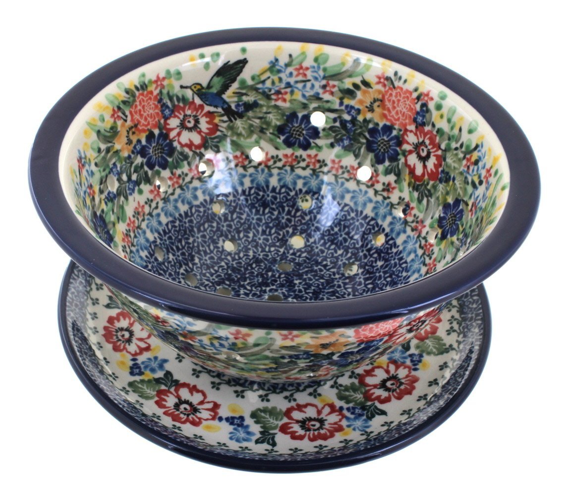 Polish Pottery Hummingbird Berry Bowl & Plate free image download