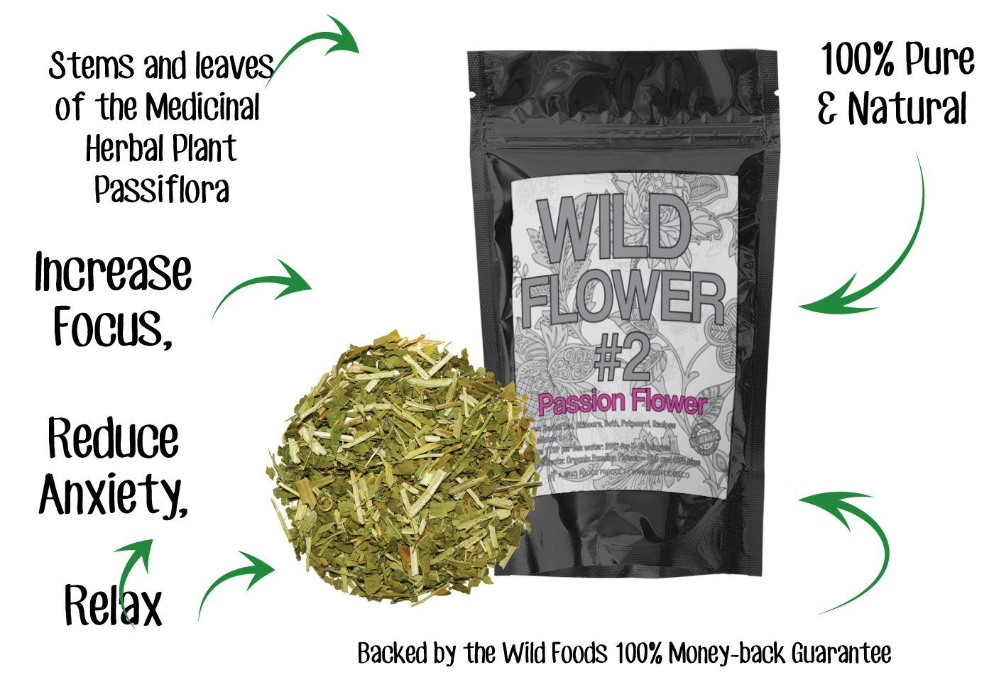 Organic Dried Passion Flower Herbal Tea Wild Flower 2 (4 ounce) N4