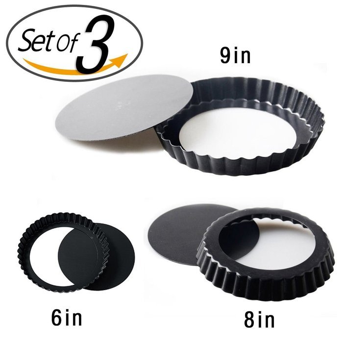 PNBB Non Stick Carbon Steel Split Decision Pie Pan with Removable Base