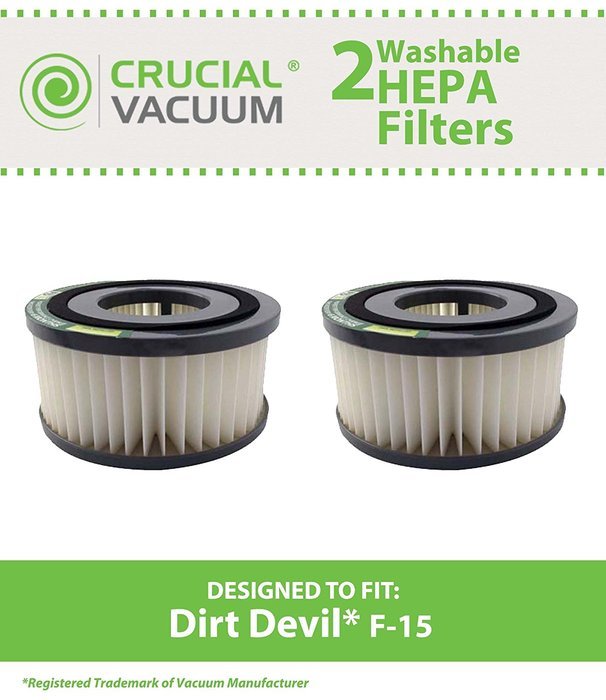 Dirt Devil F15 Washable HEPA Filter 2Pack for ALL Dirt Devil Quick Vac