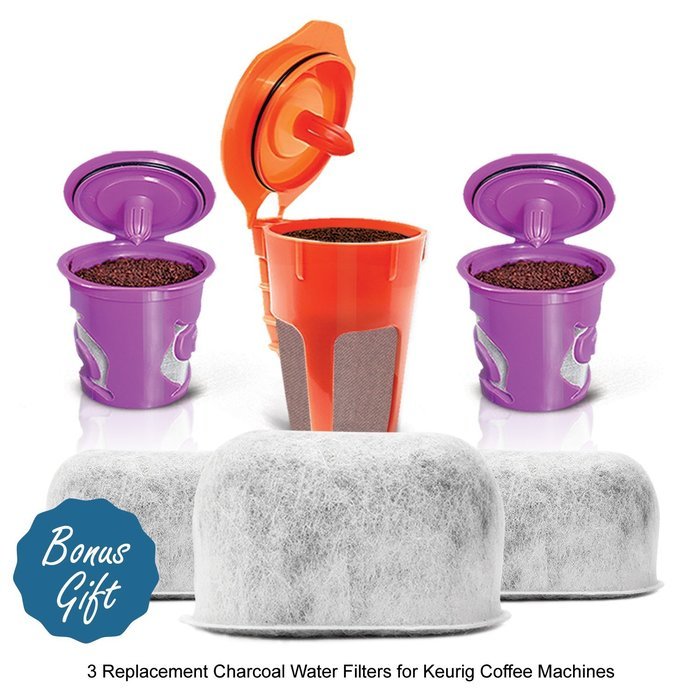 2 Reusable KCups, 1 Reusable Carafe KCup and 3 Replacement Charcoal Water Filters By Housewares