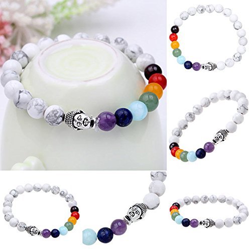 Chic Retro 7 Chakra Healing Yoga Reiki Prayer Bead Bracelet Buddha Head Bracelet N2 free image