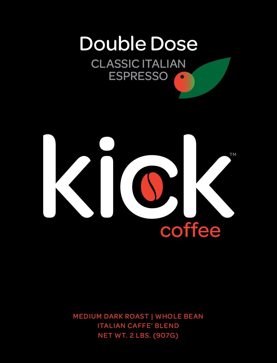 DOUBLE DOSE ESPRESSO Classic Italian Espresso Caffe Blend, 12 oz. Whole Bean Coffee, Rich Thick