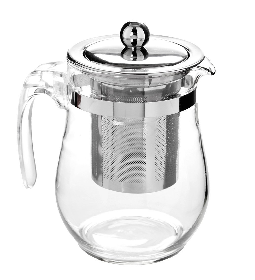 TeaLeava Clear Glass Tea Pot with Stainless Steel Infuser, 16 oz free
