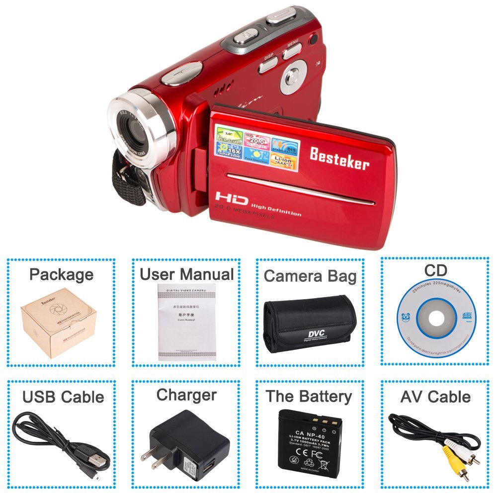 Camcorders, Besteker Portable Digital Video Camcorder HD Max 20.0 MP