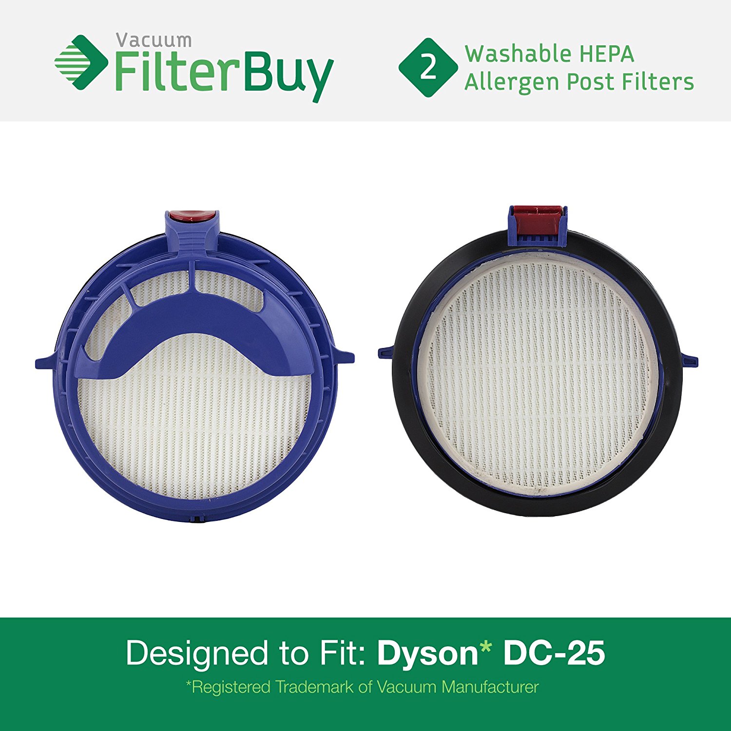 2 Dyson DC25 (DC25) Post HEPA Replacement Filters, Part 91618805