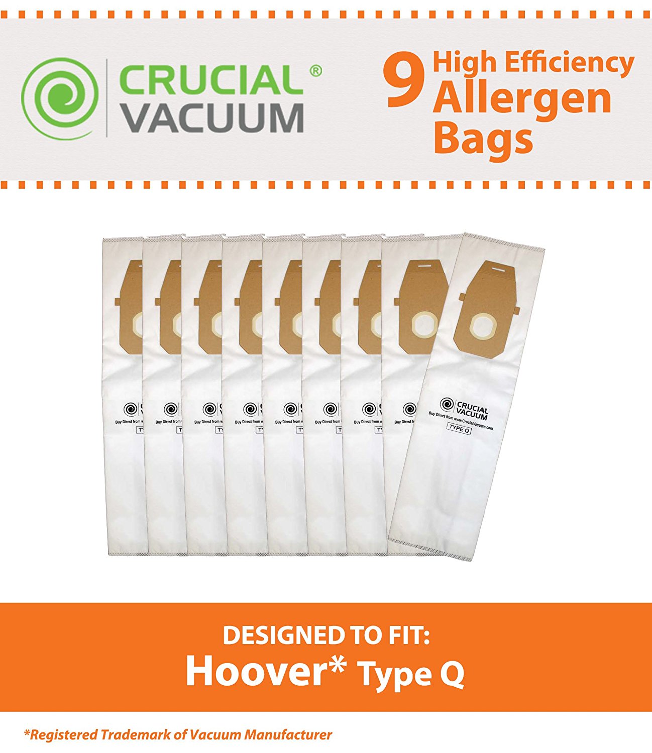 9 Hoover Platinum Type Q High Efficiency Allergy Filtration Vacuum Bags