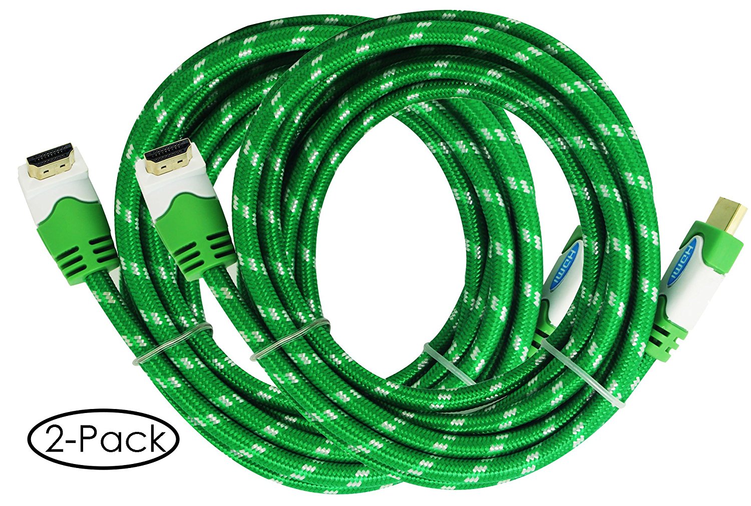 2PACK Ultra Clarity 10 FEET Cable HDMI 2.0 4K 60Hz Cord with Right