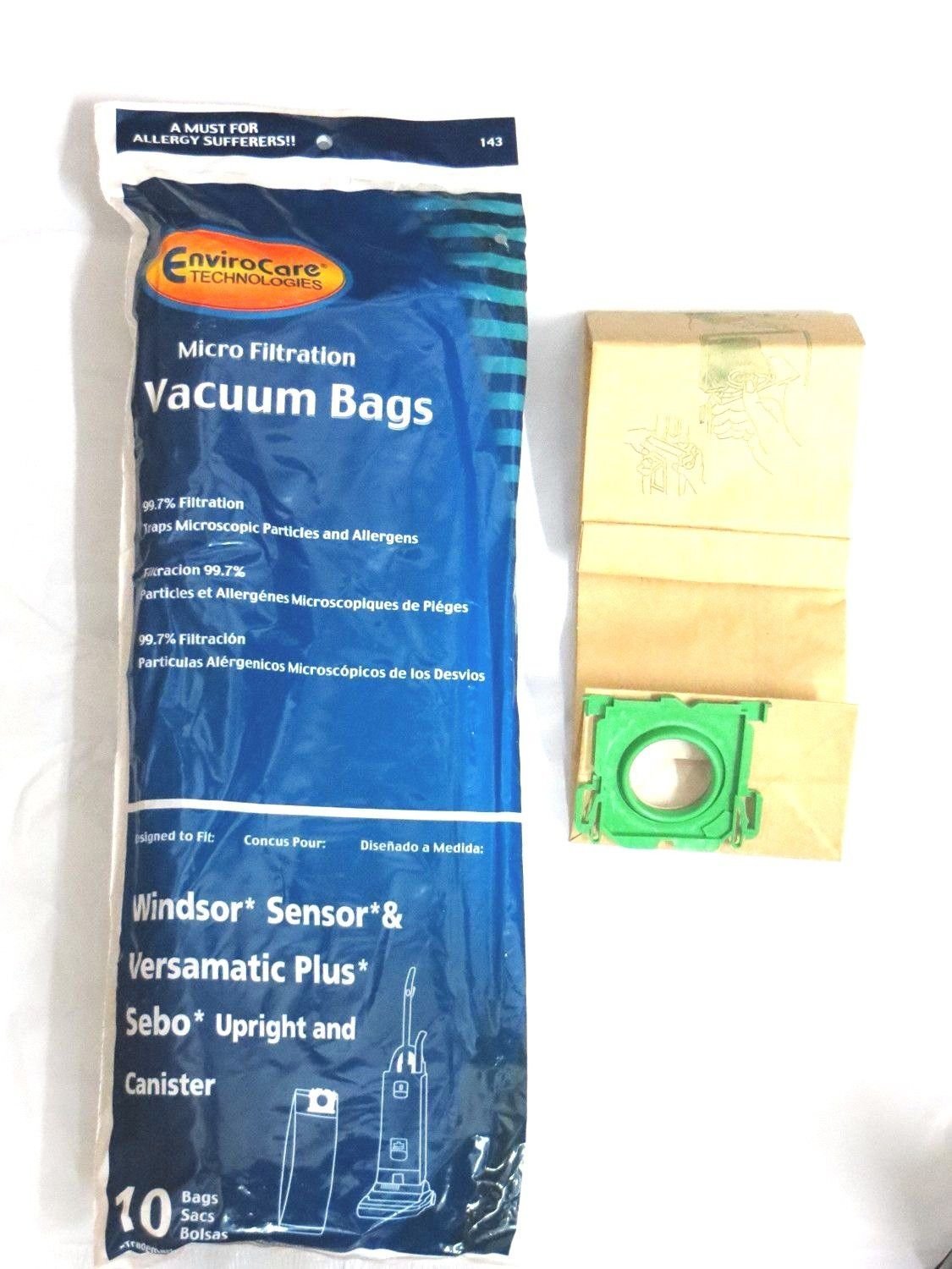 Windsor Sensor, Versamatic Plus, Sebo & Kenmore 50015 Vacuum Bags 3 Ply