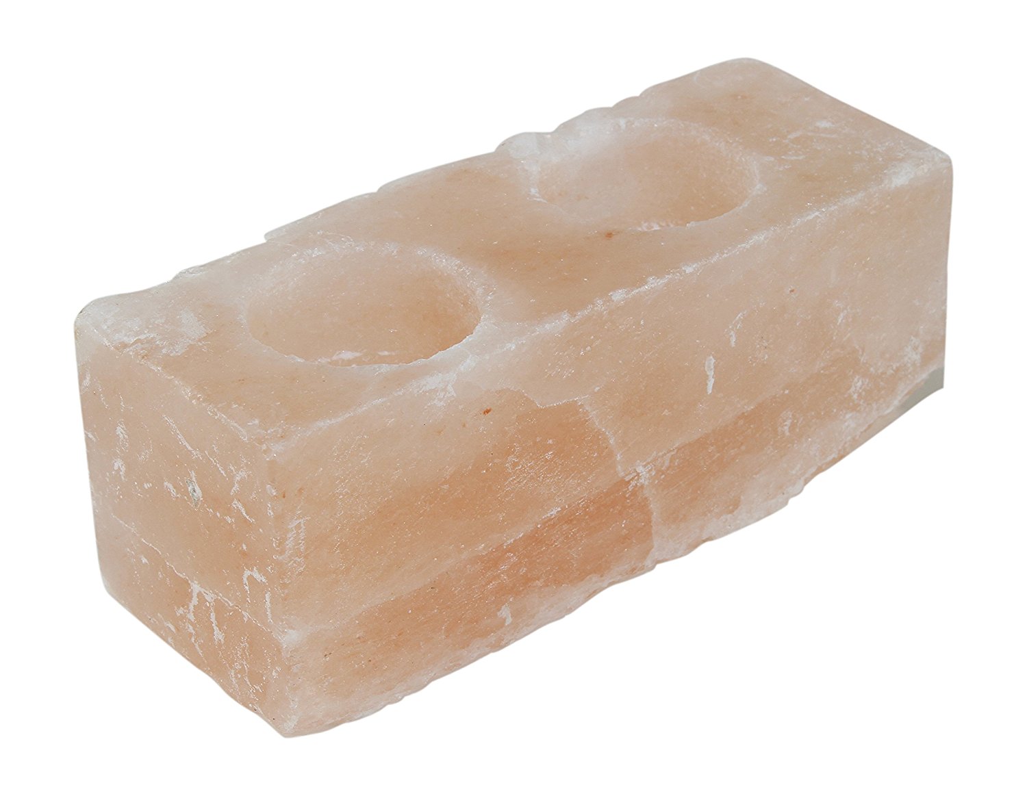 Himalayan Salt Double Candle Holder (2 holes; 5.5 x 2.5 x 2.1 inches) free image download