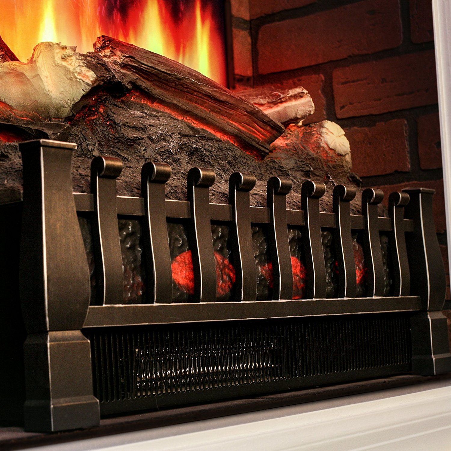 MagikFlame Electric Fireplace w/ Realistic Flame Effects + Crackling