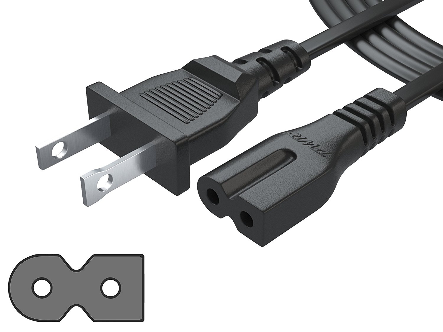 [UL Listed] Pwr+ 6Ft 2 Prong Polarized Power Cord for Arris Router