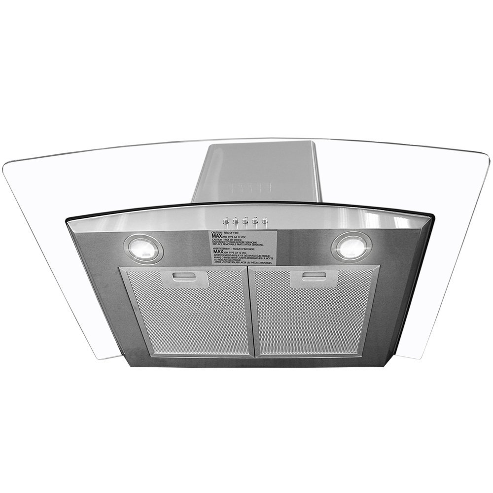 Toyofmine 30" Kitchen Wall Mount Stainless Steel Glass Range Hood Stove