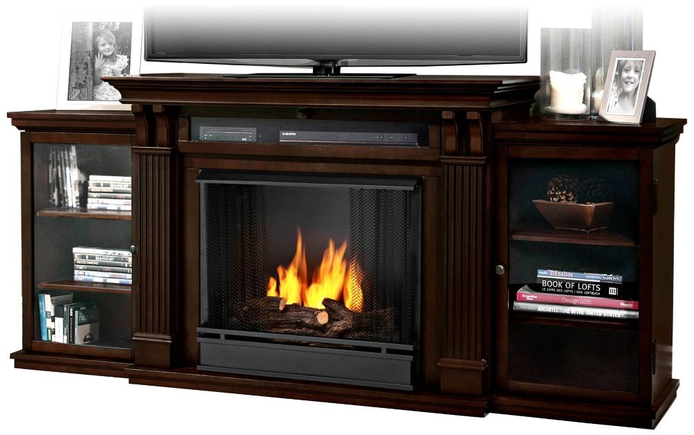 Real Flame Calie Entertainment Center Ventless Gel Fireplace Dark