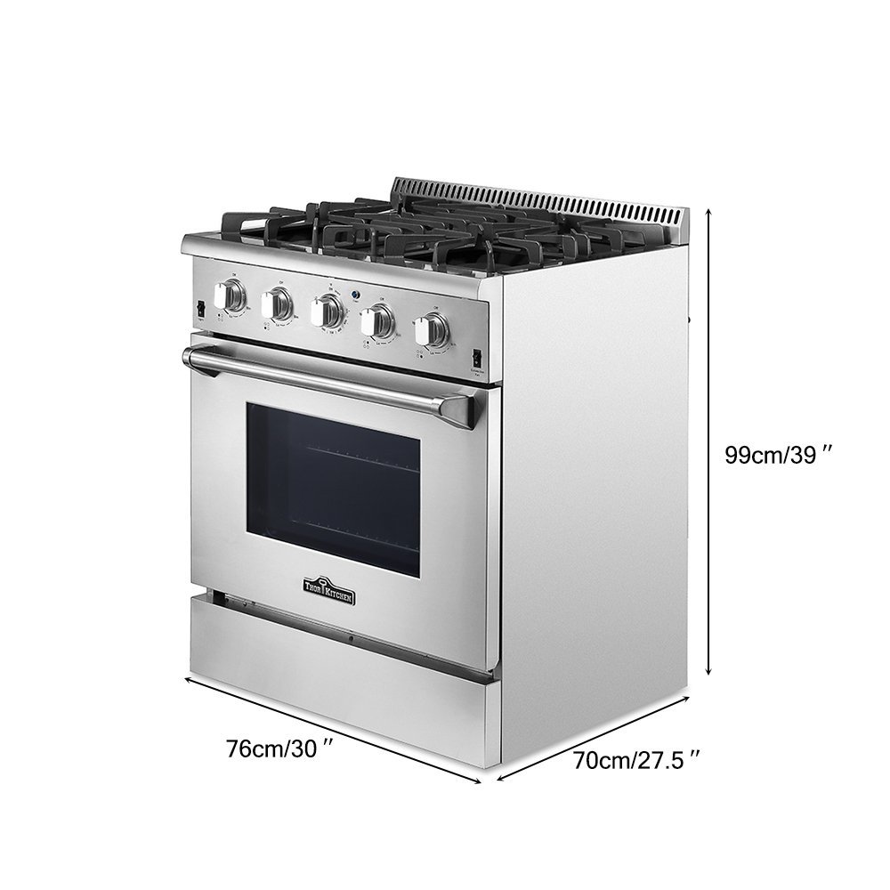 Anself THOR KITCHEN 30inch Dual Fuel Range Stainless Steel Free