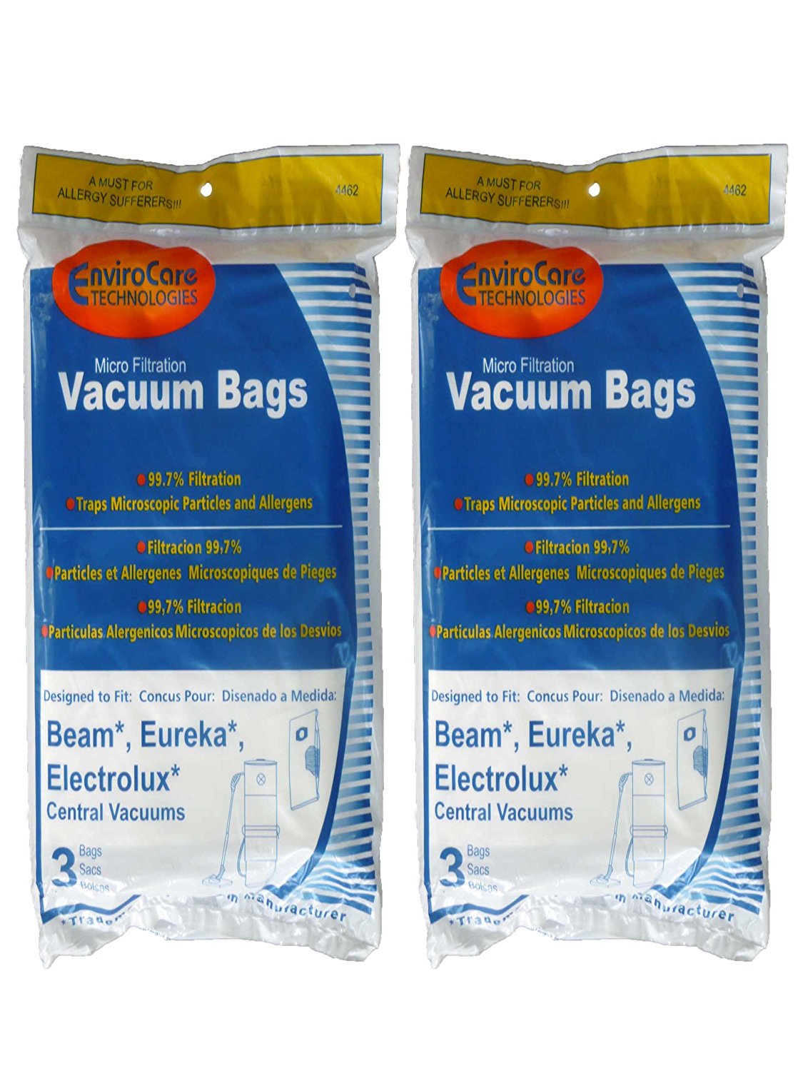 6 (6 Gallon) Allergy Central Vacuum Bags For Beam, Eureka, Electrolux