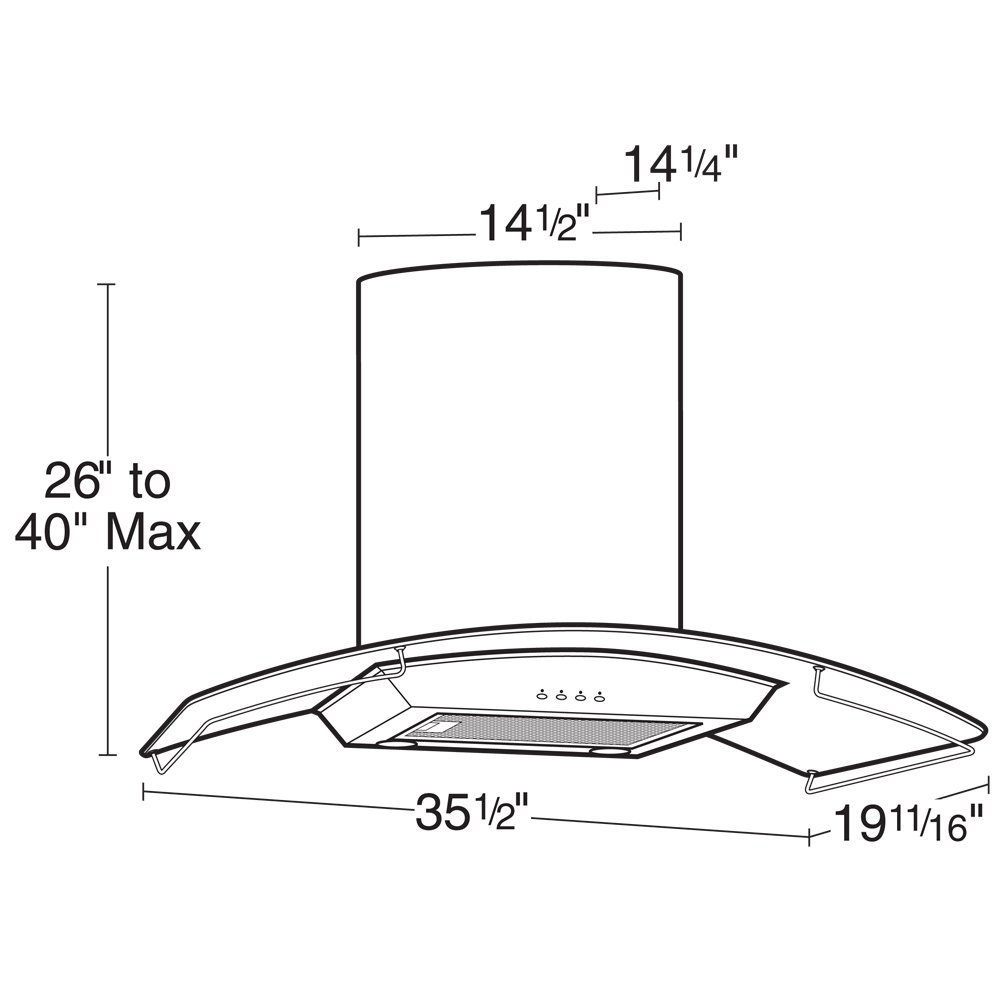 Air King ARA36GL Aragon Chimney Style Range Hood with Glass Canopy, 36