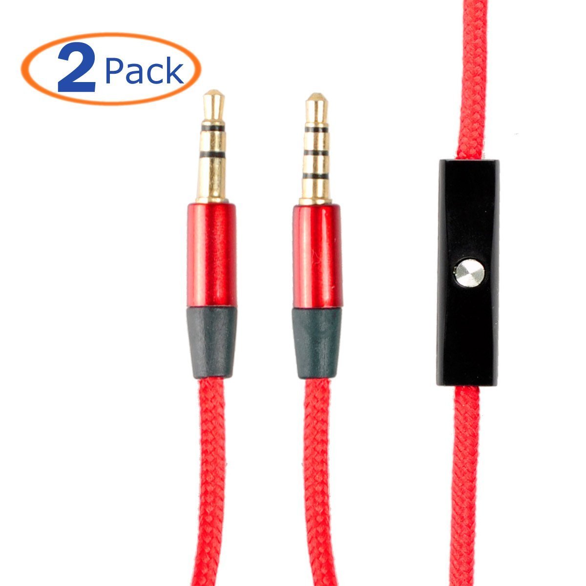 Conwork 2Pack 3.5mm Replacement AUX Audio Cable Cord Male to Male